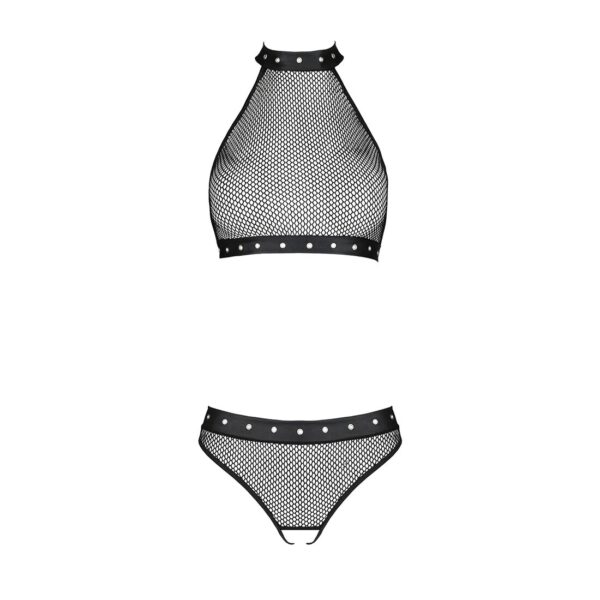 Білизна з відкритим доступом Passion MOONLIGHT SET XXL/XXXL black, топ, стрінги - Зображення 3