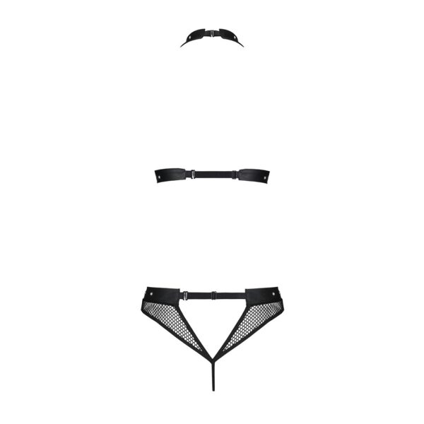 Білизна з відкритим доступом Passion MOONLIGHT SET XXL/XXXL black, топ, стрінги - Зображення 4