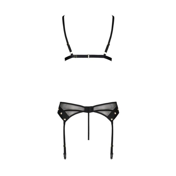 Комплект білизни Passion NESSY SET XXL/XXXL black, бюстгальтер, пояс для панчіх, стрінги - Зображення 4