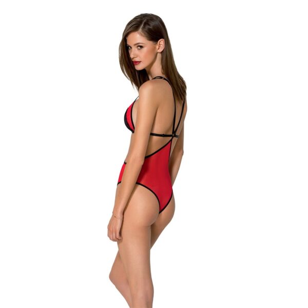 Напівпрозоре боді з мереживом Passion PEONIA BODY L/XL red - Зображення 2