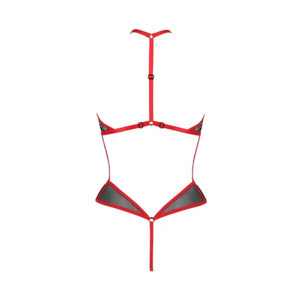Сітчасте боді з мереживом на грудях Passion SATARA BODY S/M red - Зображення 4
