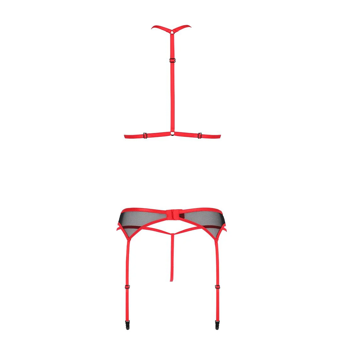 Комплект білизни Passion SATARA SET L/XL red, топ, пояс для панчіх, стрінги - Зображення 4