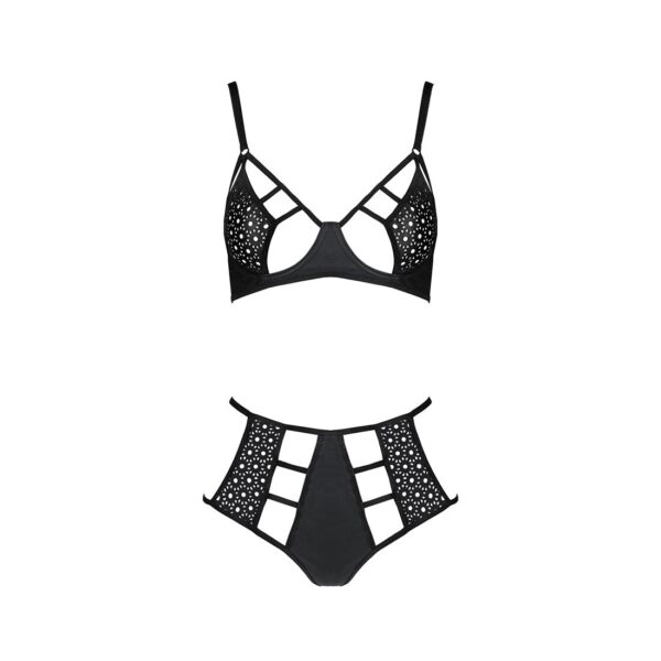 Комплект білизни Passion TASMINA SET L/XL black, ліф, високі трусики з корсетом ззаду - Зображення 3