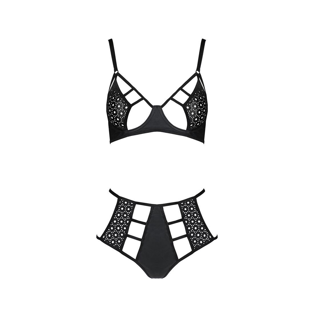 Комплект білизни Passion TASMINA SET L/XL black, ліф, високі трусики з корсетом ззаду - Зображення 3