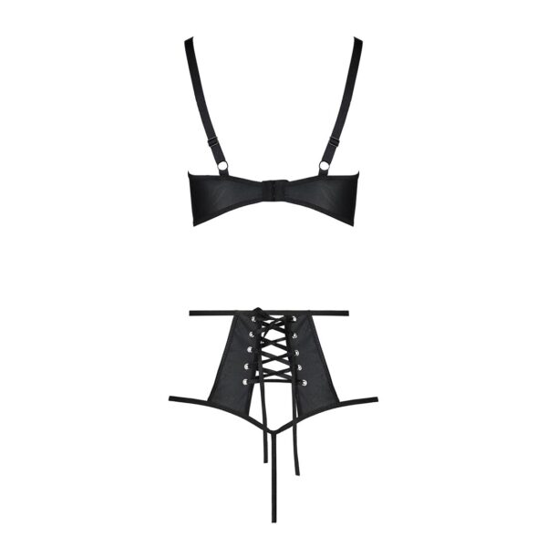 Комплект білизни Passion TASMINA SET L/XL black, ліф, високі трусики з корсетом ззаду - Зображення 4
