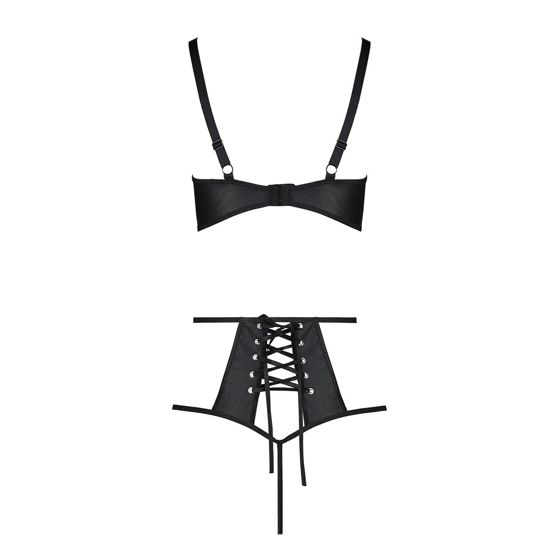Комплект білизни Passion TASMINA SET L/XL black, ліф, високі трусики з корсетом ззаду - Зображення 4