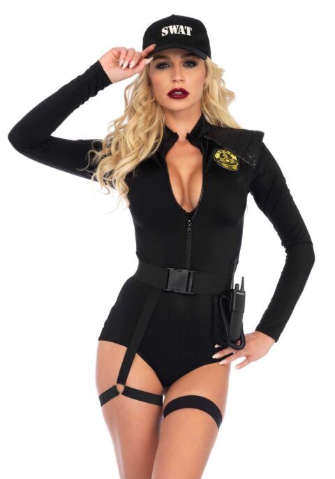 (SALE) Костюм еротичних спецсил Leg Avenue SWAT Team Babe S, боді, пояс, підв’язки, рація, кепка