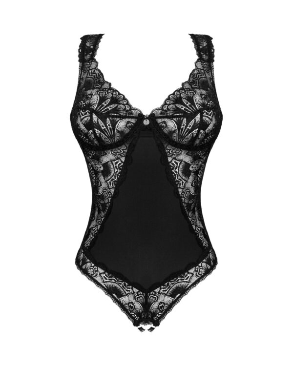 (SALE) Мереживне боді Obsessive Donna Dream crotchless teddy M/L Black, відкритий доступ - Зображення 3