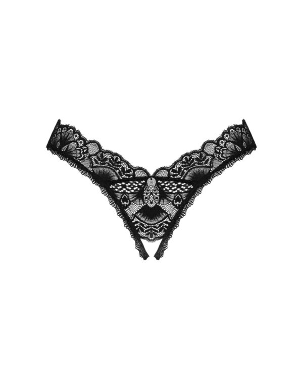 (SALE) Мереживні стрінги Obsessive Donna Dream crotchless thong XS/S Black, відкритий доступ - Зображення 3