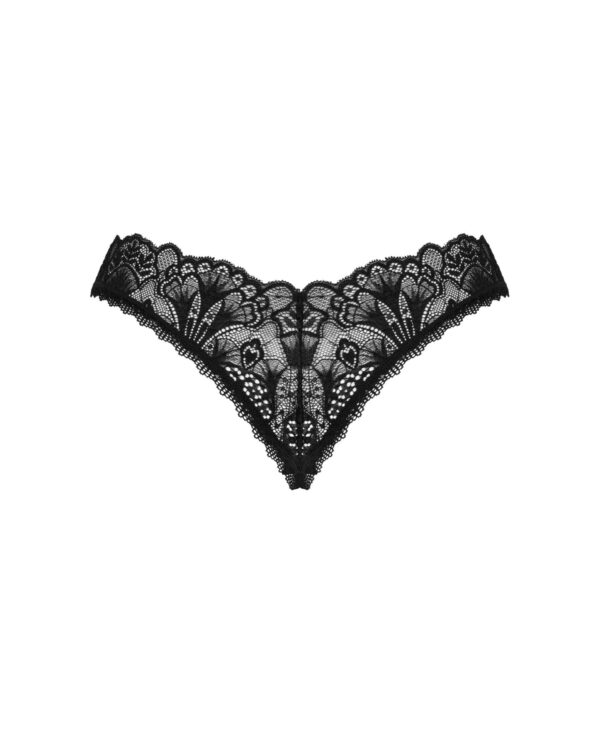 (SALE) Мереживні стрінги Obsessive Donna Dream crotchless thong XS/S Black, відкритий доступ - Зображення 4