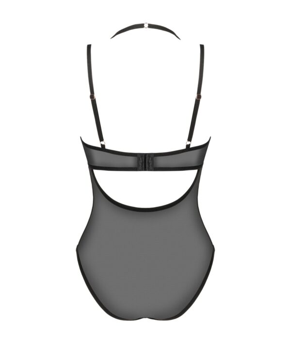 Прозоре боді Obsessive Selinne teddy M/L Black, дрібна сітка, подвійні бретелі - Зображення 4