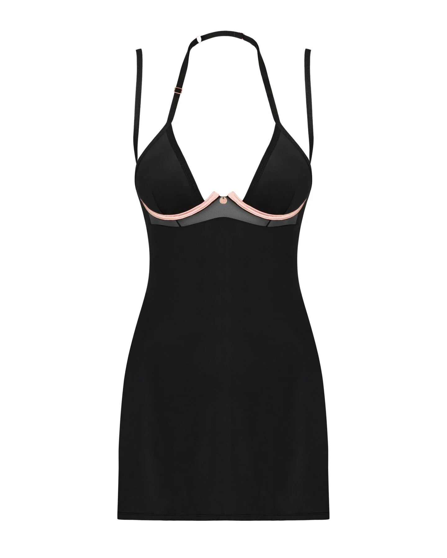 (SALE) Сорочка Obsessive Selinne chemise & thong XS/S Black, стрінги, подвійні бретелі - Зображення 3