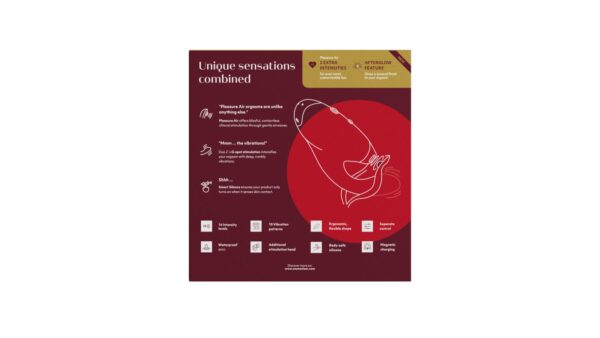 Подвійний вакуумний кліторальний стимулятор з вібрацією Womanizer Duo 2 - Bordeaux, незалежні мотори - Зображення 10