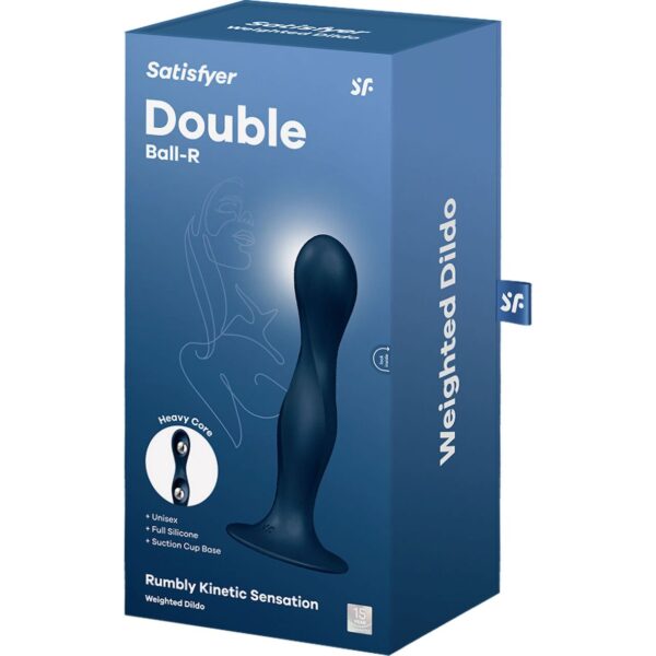 Дилдо Satisfyer Double Ball-R Dark Blue, унісекс, рухомі кульки всередині, на присосці - Зображення 4