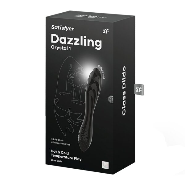 Двосторонній скляний дилдо Satisfyer Dazzling Crystal 1 Black, дуже міцний, без стопера - Зображення 5