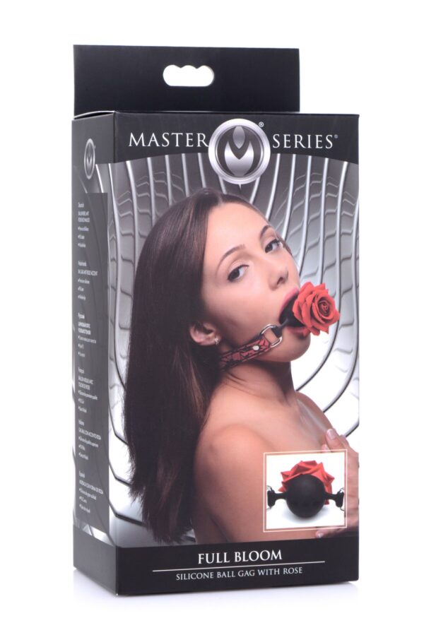 Кляп з трояндою Master Series: Eye-Catching Ball Gag With Rose, чорно-червоний - Зображення 8