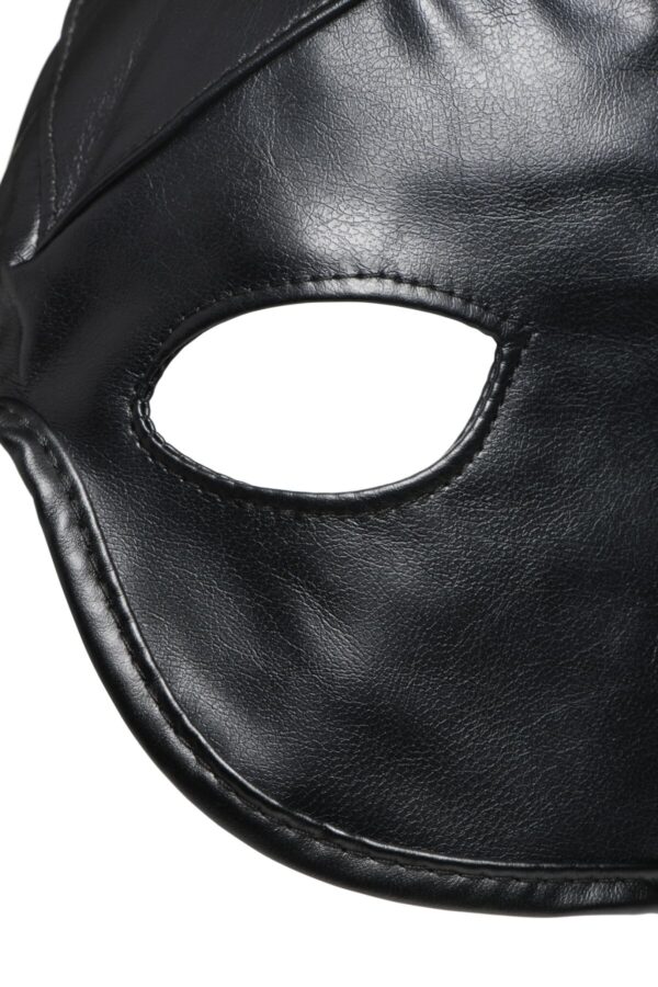 Маска з рогами Master Series: Dungeon Demon Bondage Mask with Horns, чорна - Зображення 5