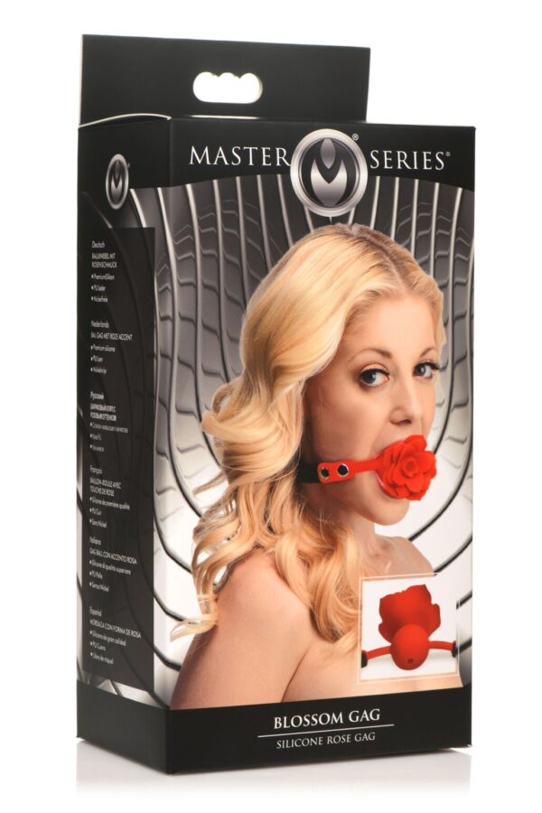 Силіконовий кляп з трояндою Master Series: Blossom Silicone Rose Gag – Red - Зображення 10