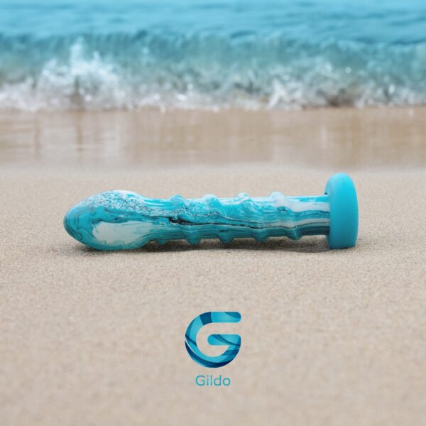 Скляний дилдо Gildo Ocean Wave, з силіконовою основою - Зображення 7