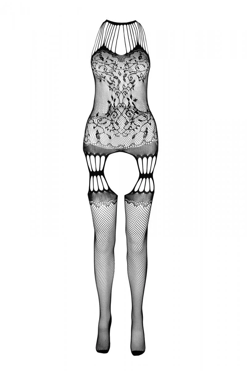 Бодістокінг з безліччю бретелей Passion BS095 One Size, red, імітація пояса та панчіх, з доступом - Зображення 3