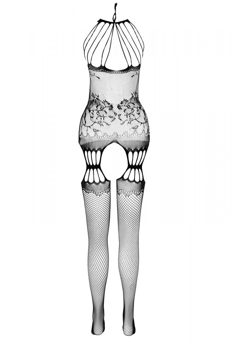 Бодістокінг з безліччю бретелей Passion BS095 One Size, red, імітація пояса та панчіх, з доступом - Зображення 4