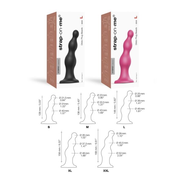 Насадка для страпона Strap-On-Me Dildo Plug Beads Framboise Metallic XL - Зображення 4