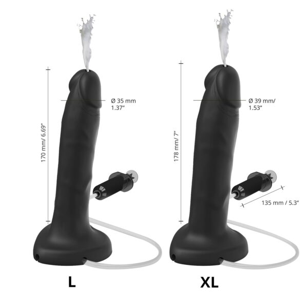 Фалоімітатор, що кінчає Strap-On-Me Squirting Cum Dildo Realistic Black, діам. 3,5 см, силікон - Зображення 3