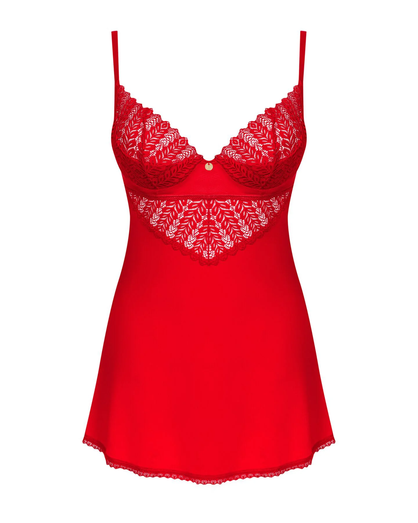 Пеньюар Obsessive Ingridia chemise & thong XS/S, червоний, сорочка, стрінги - Зображення 3