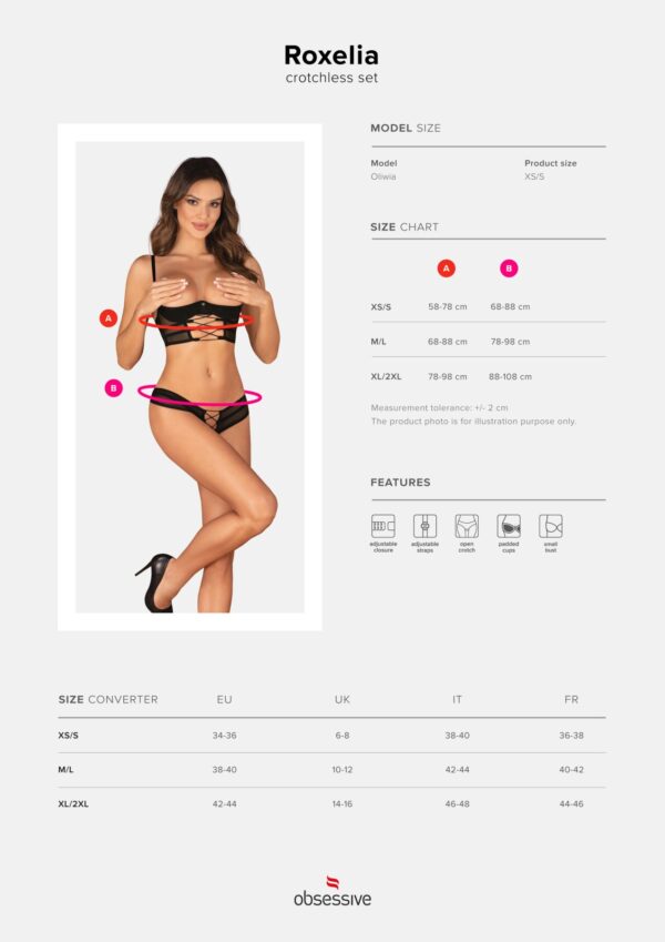 Комплект Obsessive Roxelia 2-pcs crotchless set XS/S - Зображення 5