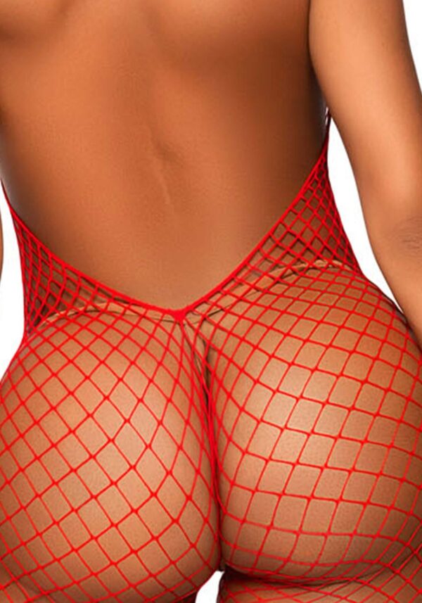 Еротичний сітчастий бодістокінг Leg Avenue Racer neck bodystocking Red - Зображення 4
