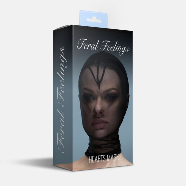 Маска серце сітка із повністю закритим обличчям Feral Feelings - Hearts Mask Black/Black - Зображення 2