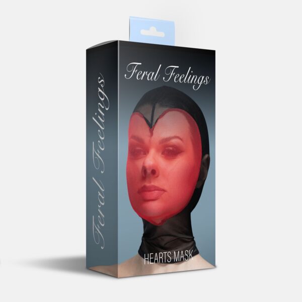 Маска серце сітка із повністю закритим обличчям Feral Feelings - Hearts Mask Black/Red - Зображення 2