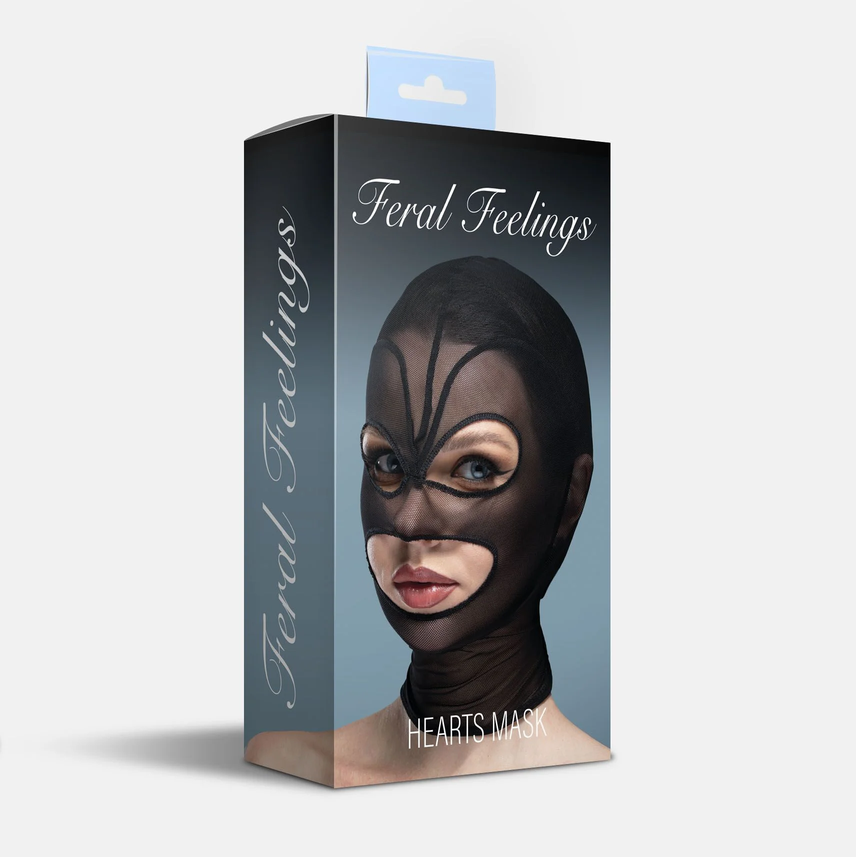 Маска серце сітка з відкритим ротом та очима Feral Feelings - Hearts Mask Black/Black - Зображення 2