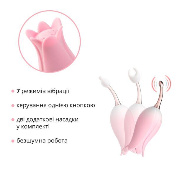 Ультразвуковий вібратор для клітора Otouch Bloom Ultrasonic Clitoris, 2 доп насадки - Зображення 3
