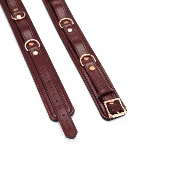 Фіксатори для стегон Liebe Seele Wine Red Thigh Cuffs S Size, натуральна  шкіра - Зображення 4