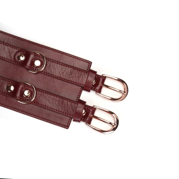 Шкіряний пояс для бондажу Liebe Seele Wine Red Waist Cuff, S Size - Зображення 4