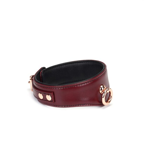 Шкіряний нашийник з повідцем Liebe Seele Wine Red Curved Collar, замок-сердечко - Зображення 4