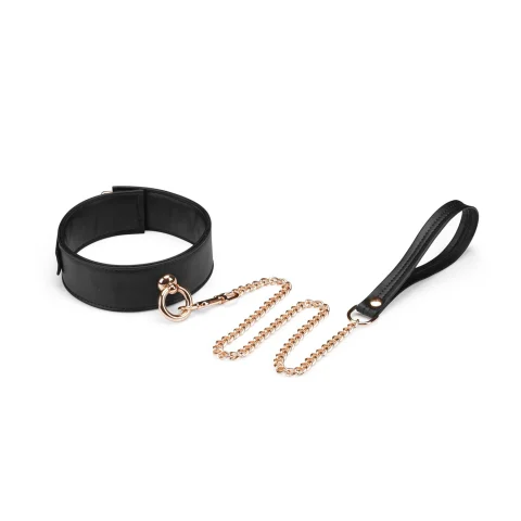 Нашийник з повідцем Liebe Seele Black Organosilicon Collar with Leash, екошкіра