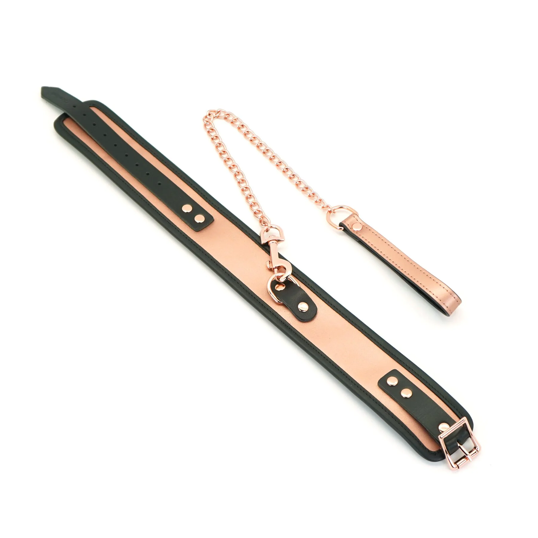 Широкий нашийник з повідцем Liebe Seele Rose Gold Memory Collar with Leash, натуральна шкіра - Зображення 2