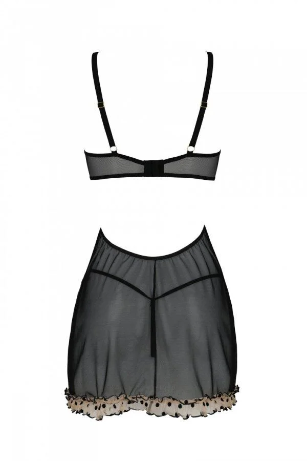 Еротичний пеньюар Passion MARINA CHEMISE, XXL/XXXL, beige - Зображення 4