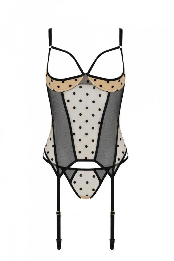 Корсет Passion MARINA CORSET, XXL/XXXL, beige, з відкритими чашками - Зображення 3