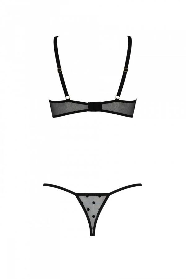 Еротичний комплект Passion MARINA SET WITH OPEN BRA, S/M, black, відкриті чашки - Зображення 4