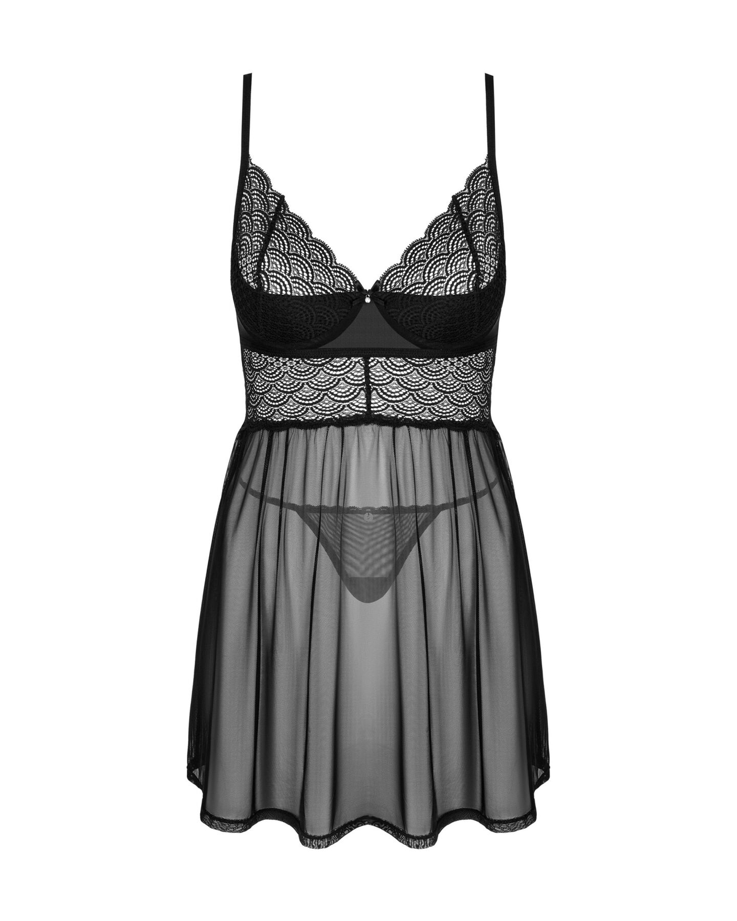 Еротичний комплект Obsessive Chemeris babydoll & thong XS/S, пеньюар та стрінги - Зображення 3