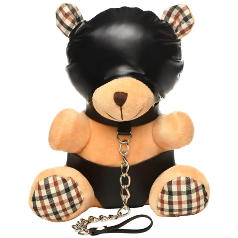 Плюшевий ведмедик HOODED Teddy Bear у шкіряному капюшоні, 23 см