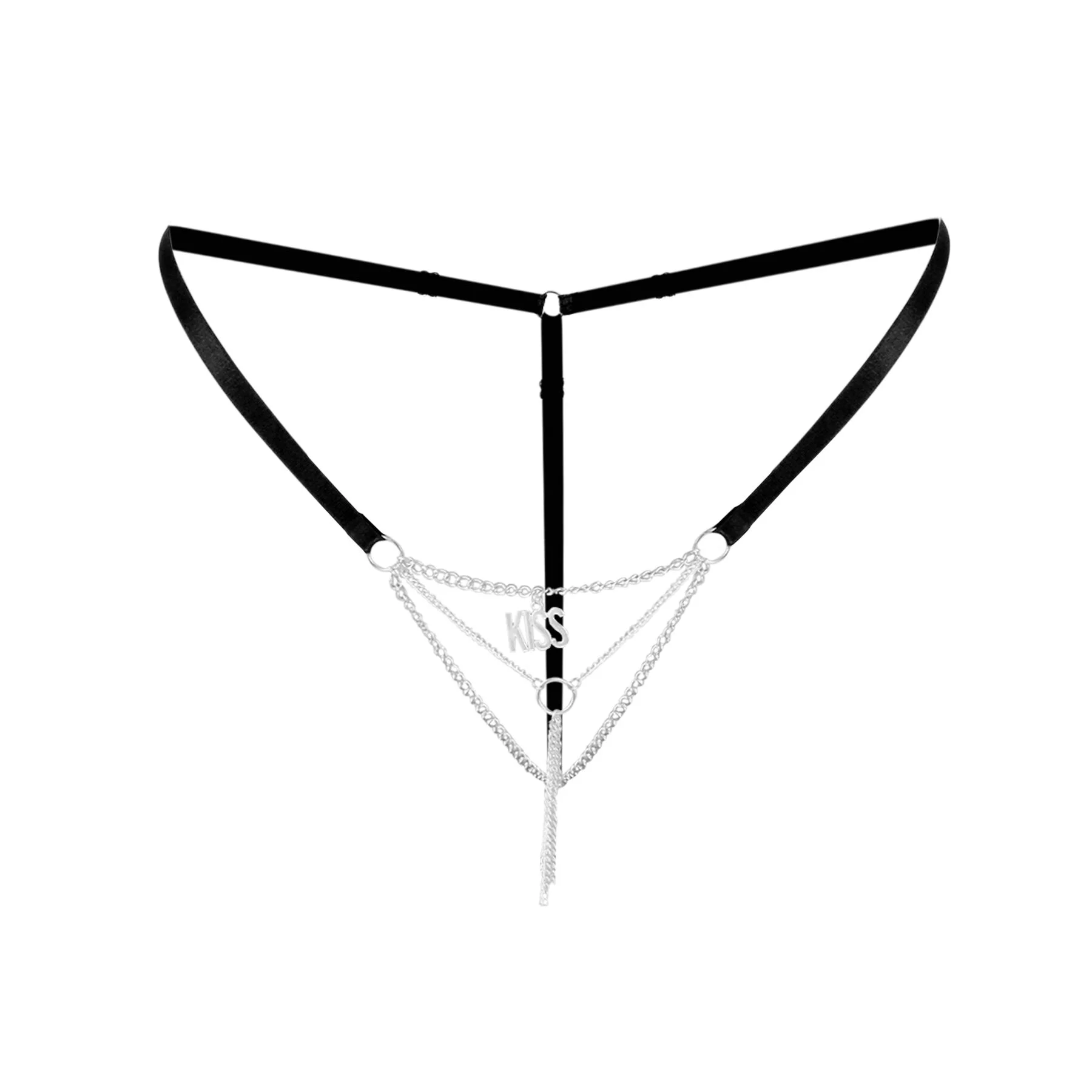 Сексуальні трусики з ланцюжком та підвіскою Art of Sex - KISS panties L-2XL, колір чорний - Зображення 3