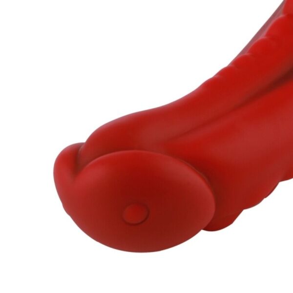 Силіконовий дилдо Hismith 8.35" Curved Silicone Dildo Red Monster Series - Зображення 4