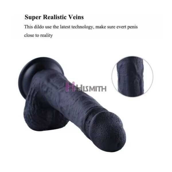 Силіконовий дилдо Hismith 8.3" Silicone Dildo Black - Зображення 3