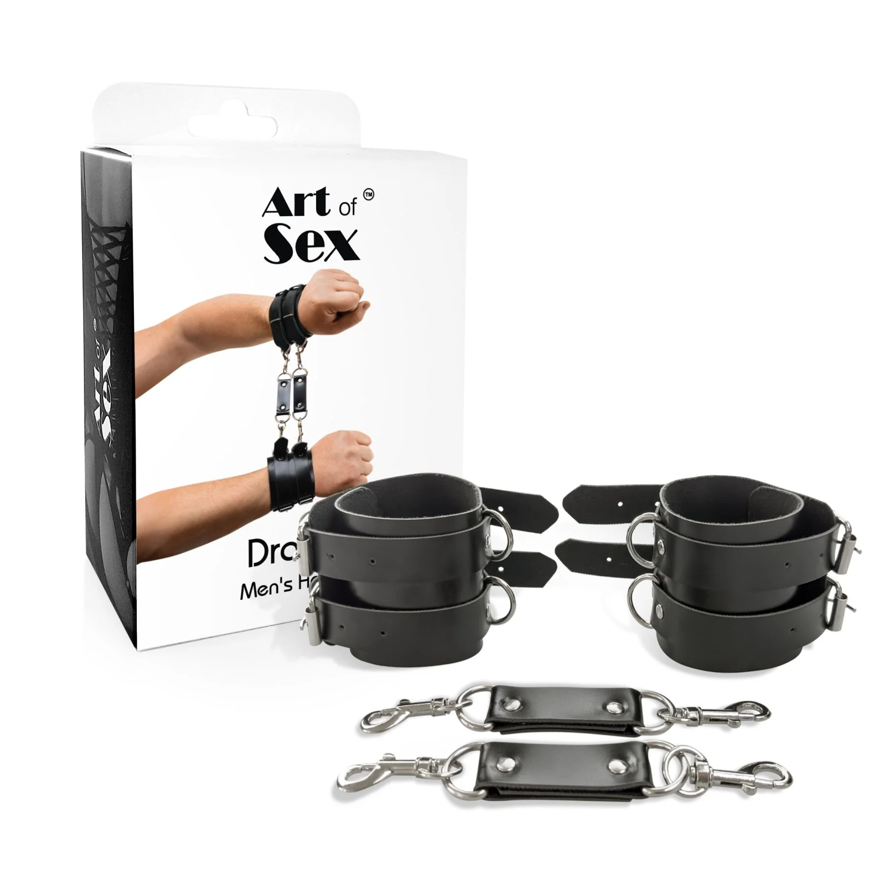 Наручники чоловічі Art of Sex - Handcuffs Dragons man з екошкіри, колір чорний - Зображення 4