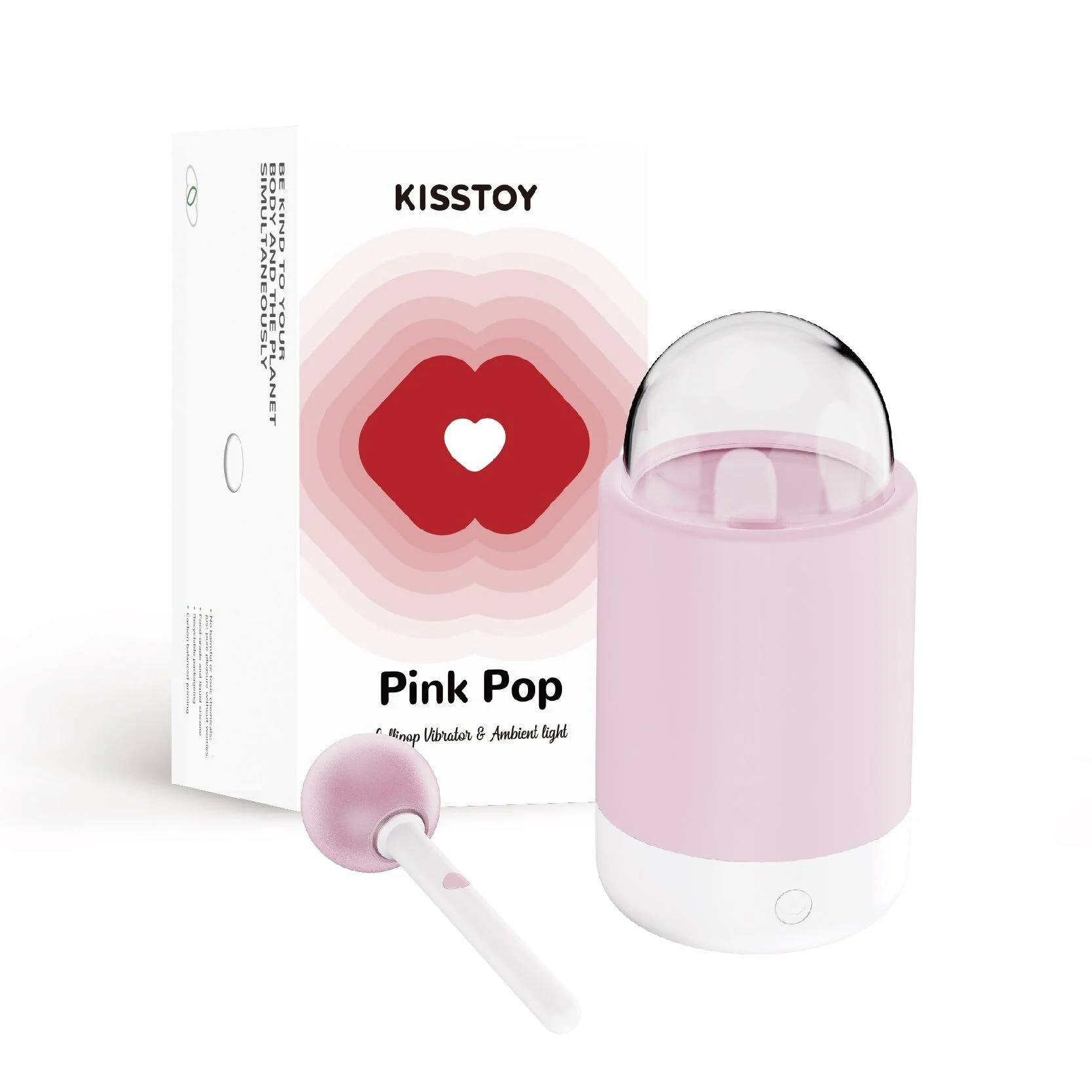 Вібратор-цукерка на паличці KISSTOY Pink Pop, зарядний кейс-нічник, 10 режимів вібрації - Зображення 4
