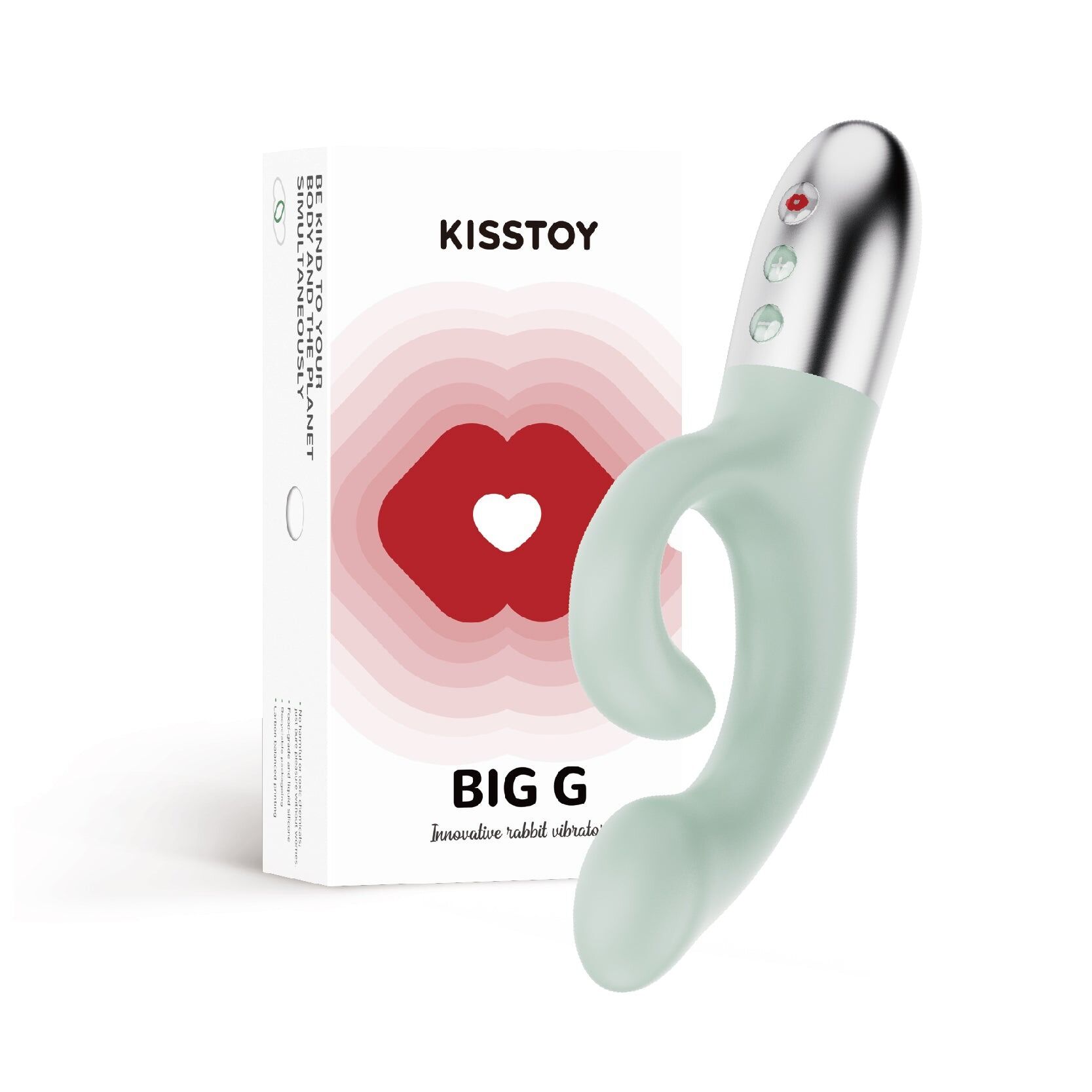 Вібратор-кролик для точки G KISTOY Big G Green, вигнутий відросток, автоматичний підігрів - Зображення 3